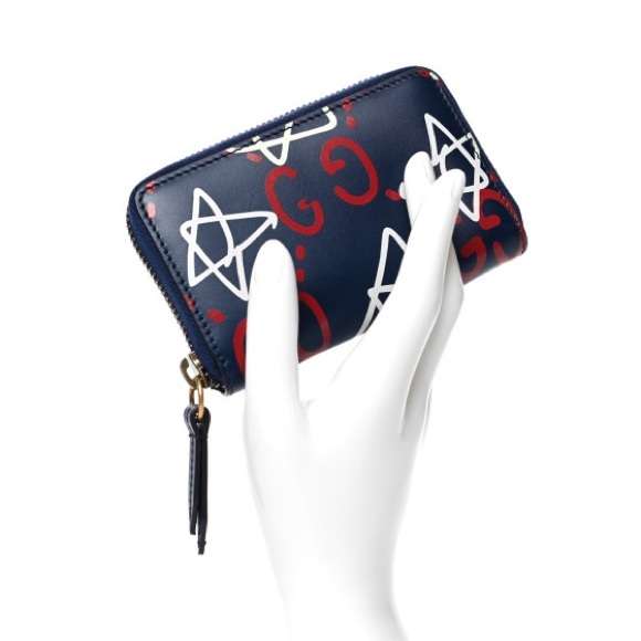 💙♥️GUCCI Calfskin Ghost Zip Around Card Case/Wallet - Picture 5 of 10